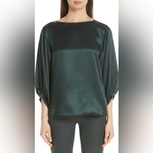 Lafayette 148 New York Gathered Sleeve Silk Top
